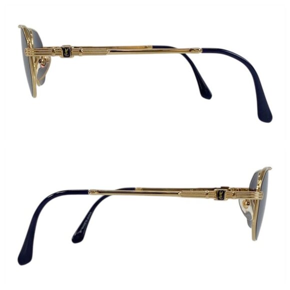 Yves Saint Laurent Vintage Gold Navy 55▫16 142 Sunglasses